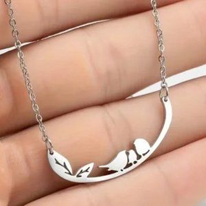 Silver Three Little Birds Necklace stainless 18" NEW!